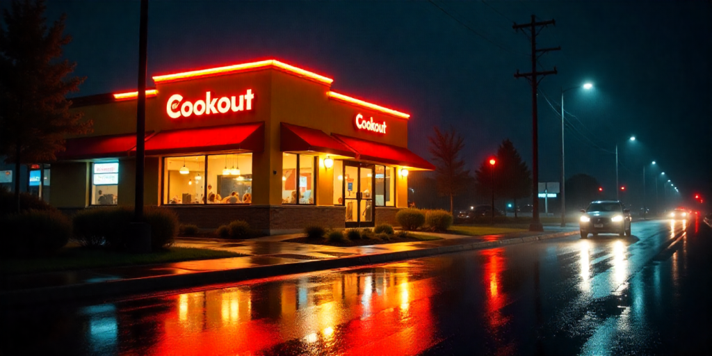 cook out building night view