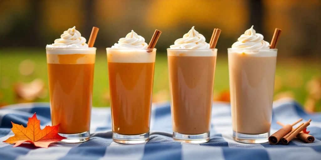 Cook Out fall milkshake lineup for 2025 featuring pumpkin spice, caramel apple, cinnamon latte, and roasted pecan flavors.
