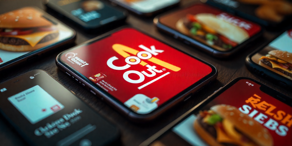 Cook Out Loyalty Program, 10 Successful Ideas for 2025 2 Visual comparison of different fast-food loyalty apps with Cook Out in focus