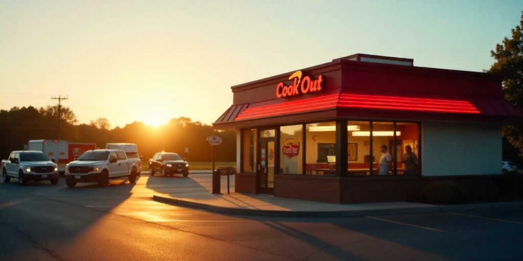 1 Brilliant Secret Behind Cook Out Advertising, Bold Marketing Strategy Revealed 2 Cook out advertising: Cook Out fast food restaurant exterior with drive-thru.