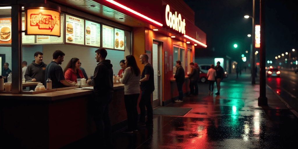 Board showing Cookout seasonal specials menu 