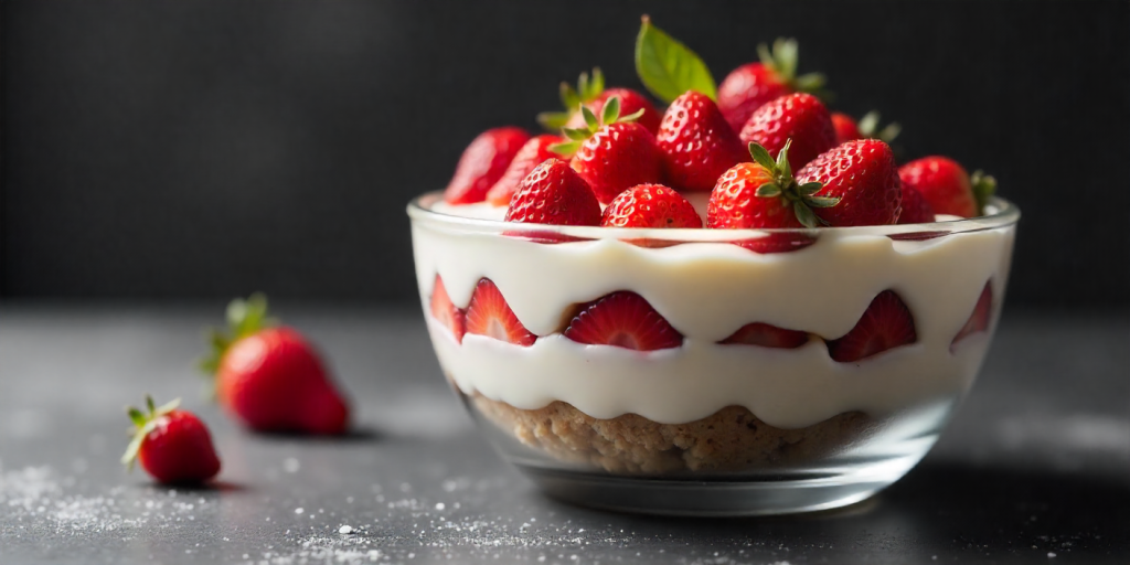 Strawberry cheesecake salad with fresh strawberries in a creamy filling.