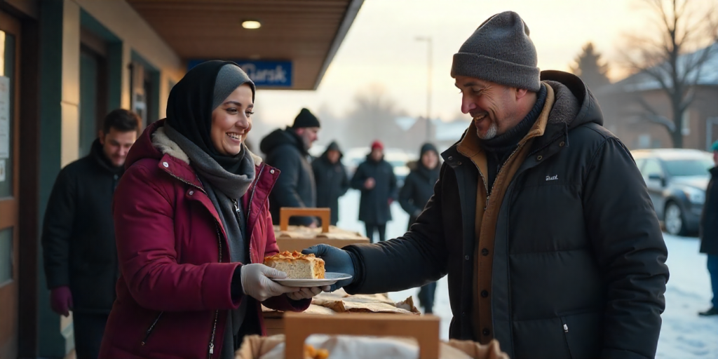 Cook Out local economy impact with staff serving free meals at a community event.
