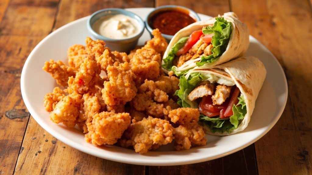 7 Irresistible Cookout Most Ordered Items You Need to Try Today: Top Trays, Burgers & Combos 4 cookout most ordered items. Crispy chicken strips with dipping sauces and a grilled chicken wrap