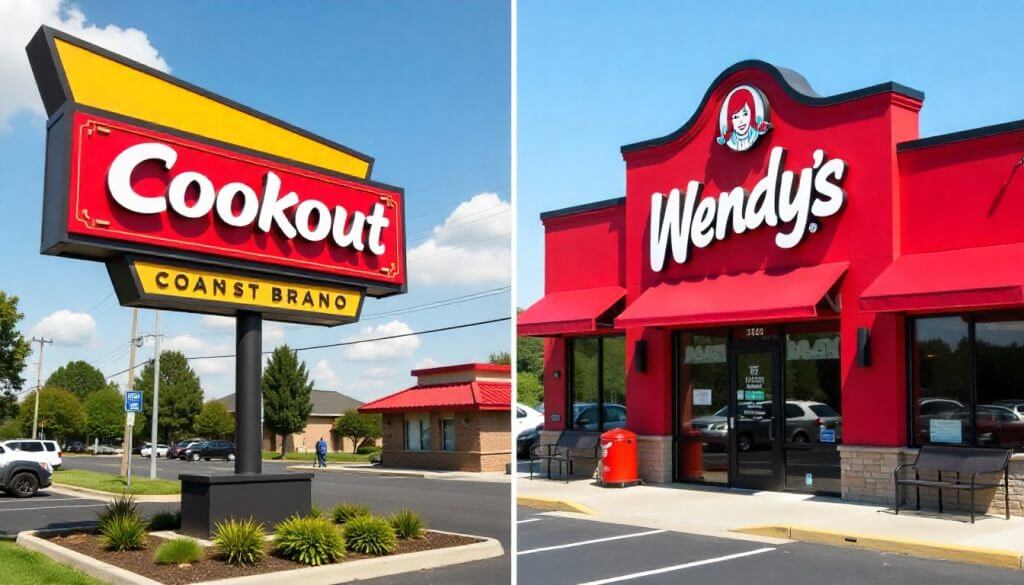 Cookout vs Wendys: 1 Surprising Winner in 2025’s Fast Food Battle 1 Cookout restaurant in the South compared to Wendy’s global outlet
