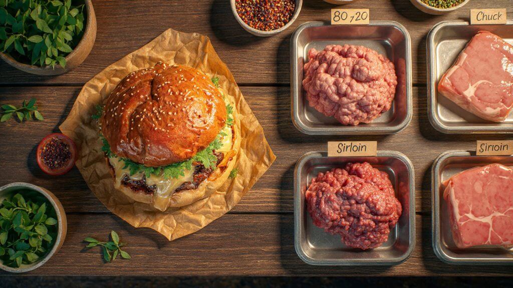 Butcher display showing 80/20 ground beef for juicy Cookout burgers