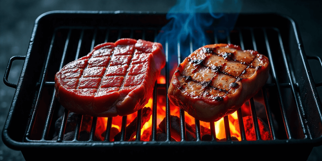 charcoal grill showing direct and indirect heat zones, cookout bbq science heat transfer