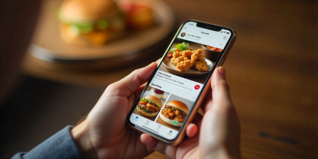 Ordering cookout chicken options online using a mobile app.