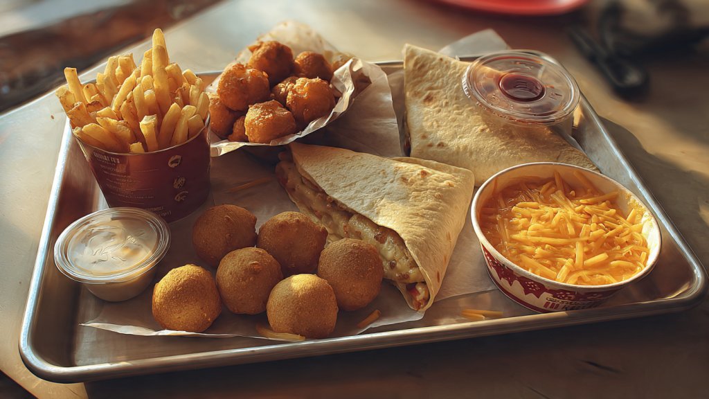 Common vegetarian sides and tray items at Cook Out