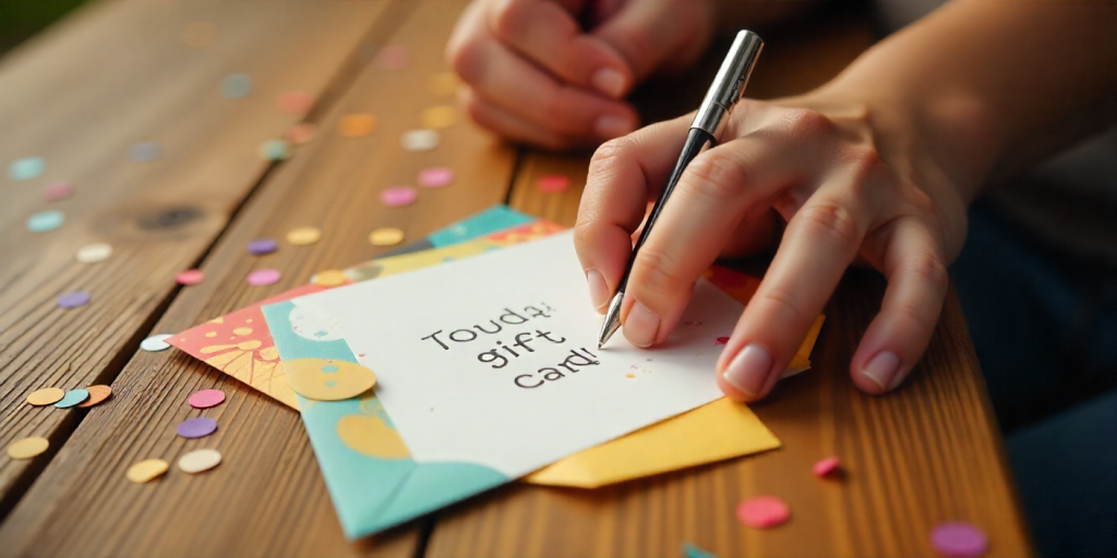 Personalizing Cook Out gift cards with a note