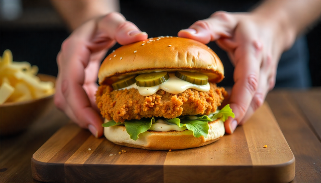 Cookout chicken recipe, 7 Proven Copycat Cook Out Chicken Sandwiches You Can Make Today 3 Assembling a Cookout chicken recipe sandwich with pickles and mayo.