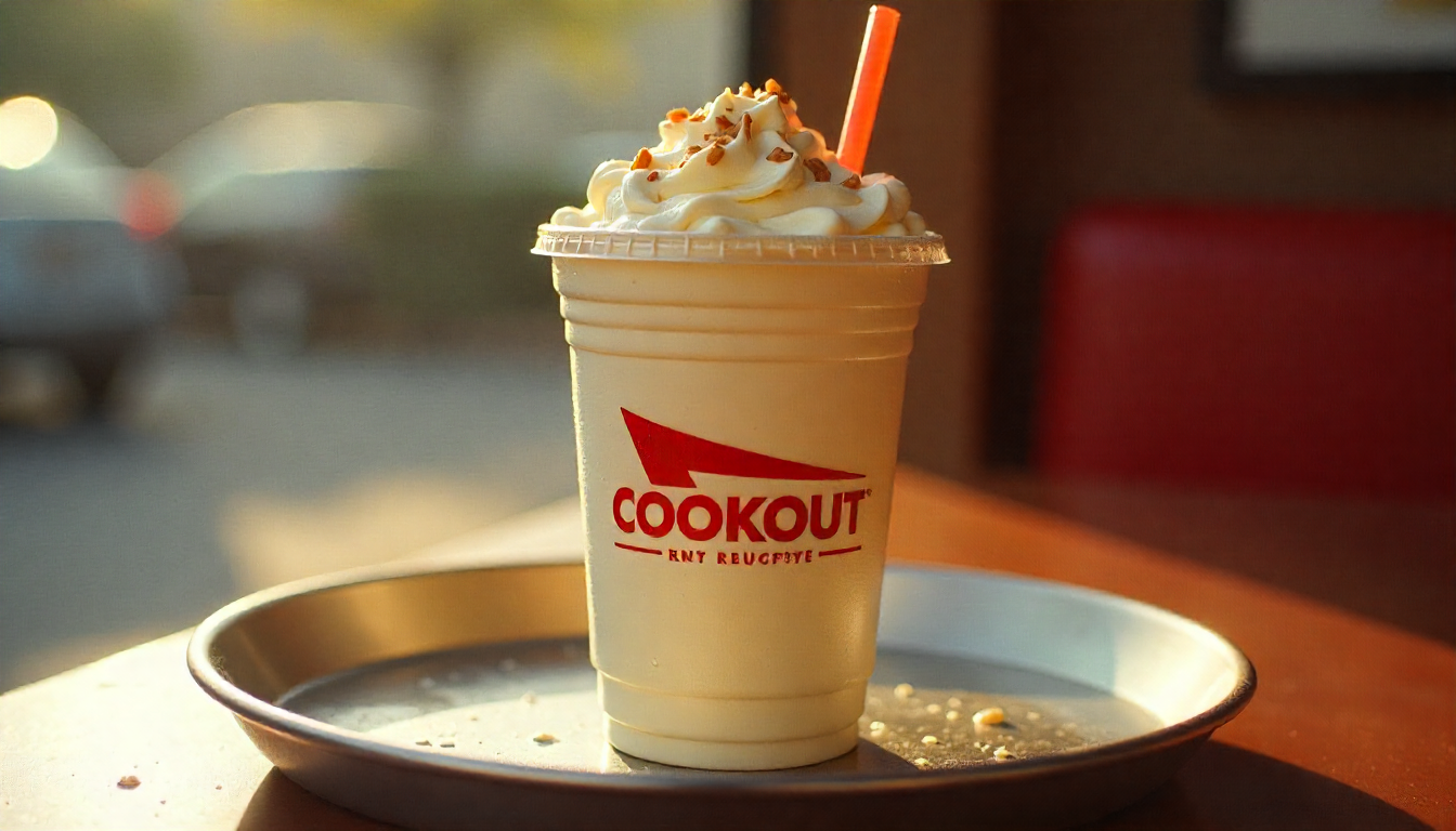 Cookout Shakes Nutrition overview showing a thick milkshake with rich texture