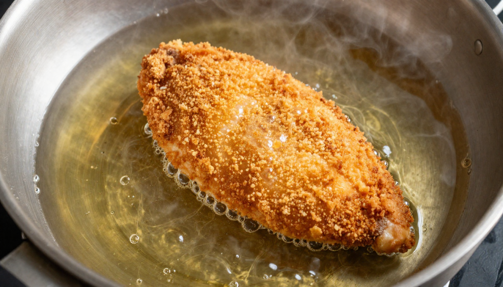 Cookout chicken recipe, 7 Proven Copycat Cook Out Chicken Sandwiches You Can Make Today 5 Breaded chicken breast frying to a golden crisp in hot oil.