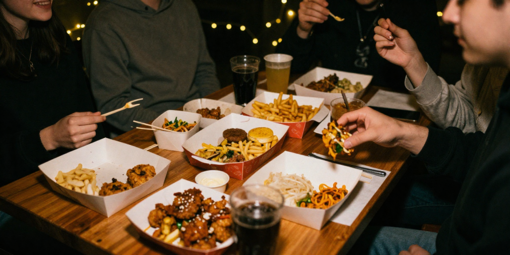 Late night cookout new year's eve party trays after midnight
