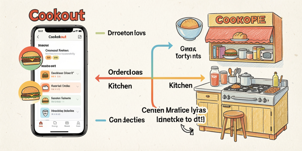 Cookout mobile app order flow diagram