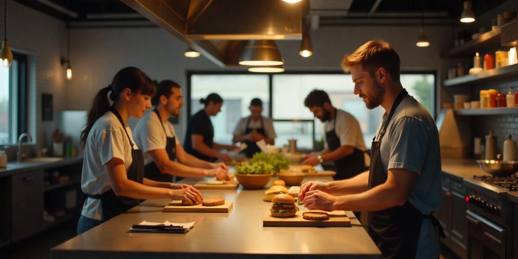 Cookout mental health support helping employees manage stress in a fast-paced kitchen.