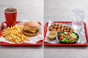 Comparison of high carb vs diabetes friendly fast food options at Cook Out